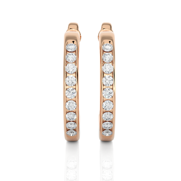 Picture of Elegant C Circle Hoop Earrings with 0.50 Carat Round Diamonds.