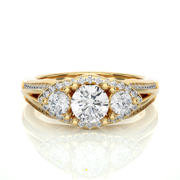 Picture of 1.15 Carat Halo Three Stone Lab Grown Diamond  Ring