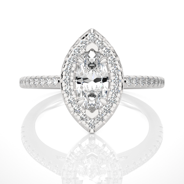 Picture of 1 Carat Marquise Lab Diamond Halo Ring.