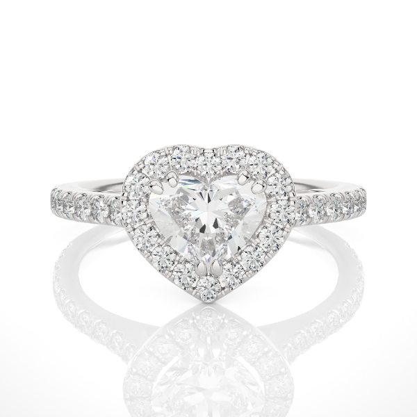 Picture of 1.35 Carat lab-grown Diamond Heart Shaped Halo Ring.