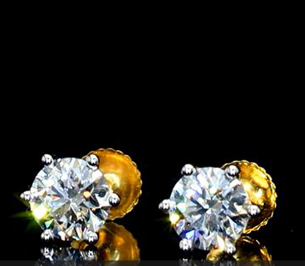 Picture of A Pair Of Sparkling Diamond Stud Earings.