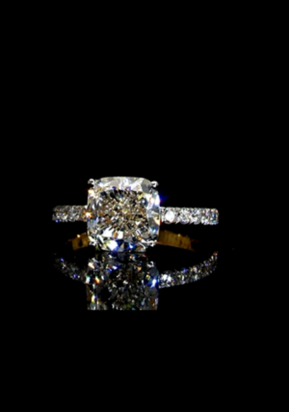 Picture of 3.40 Carat Cushion Cut Diamond Engagement Ring.