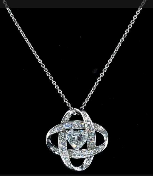 Picture of 2.05 Carat Heart Shaped Stunning  Love Knot Necklace.