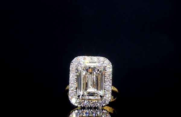 Picture of 8 Carat Emerald Cut Diamond Halo Ring, The Perfect Symbol Of Love.