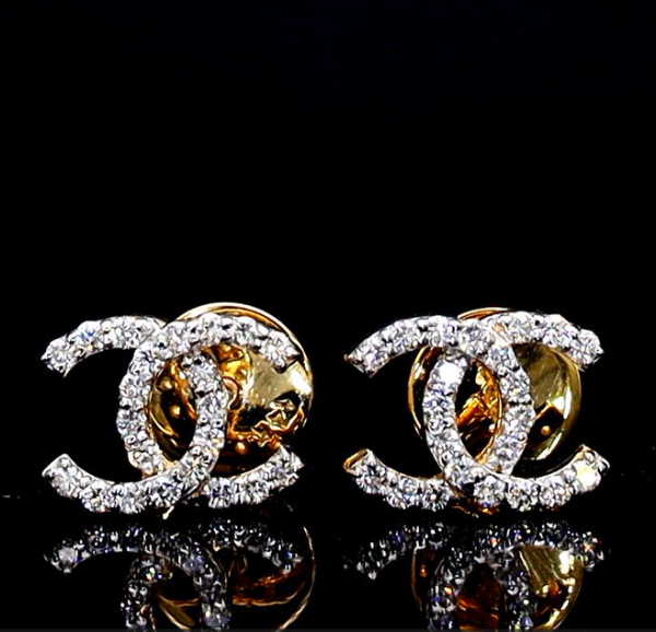 Picture of A Pair of Dazzling Chanel CC Logo Earrings.