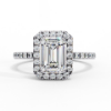 Picture of 2.02 Carat Lab Grown Emerald Cut Diamond Halo Ring.