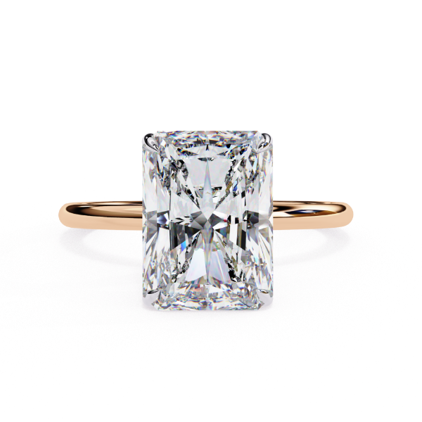 Picture of 2.53 carat Radiant cut Diamond Solitaire Ring in Minimalist Band Design.