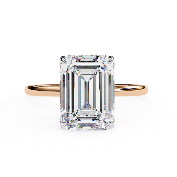 Picture of 2.62 Carat Emerald Cut Lab Grown Diamond Ring With a Hidden Halo.