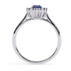 Picture of Oval Cut Blue Sapphire Ring, Encircled By A Halo Of Diamonds.