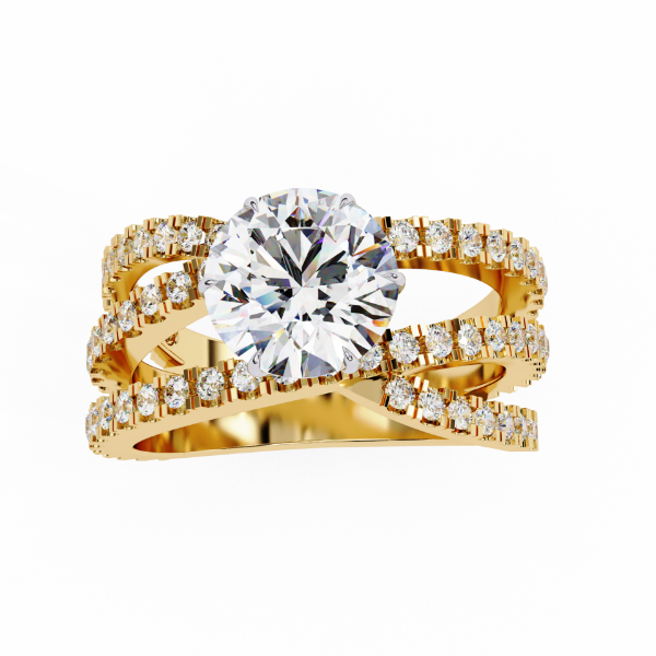 Picture of 1.63 Carat Round Cut Lab Grown Diamond Crossover Ring.