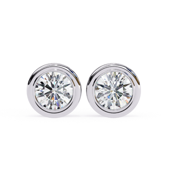 Picture of Round Cut Lab Grown Diamond Bezel Stud Earring.