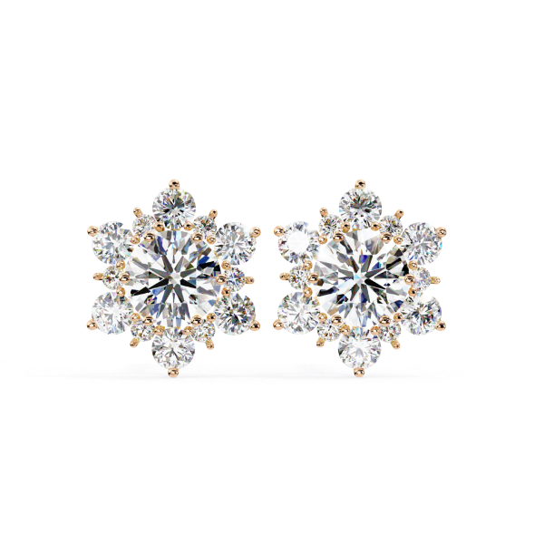 Picture of 0.72 Carat Round Cut Flower Earrings.