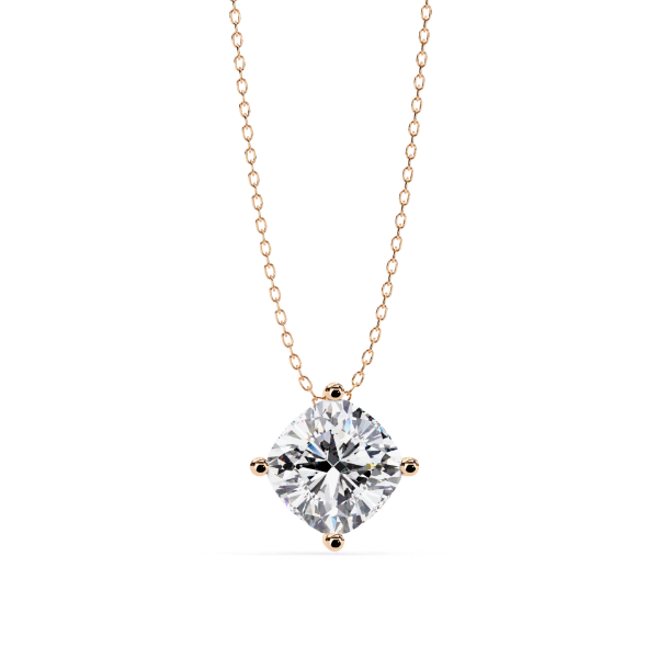 Picture of Cushion Cut Lab Grown Diamond Four Prong Pendant(Without Chain)