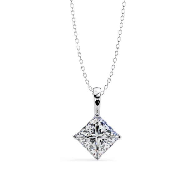 Picture of Princess Cut Lab Grown Diamond Four Prong Pendant (without chain)