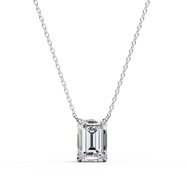 Picture of Emerald Cut Lab Grown Diamond Four Prong Pendant (Without Chain)