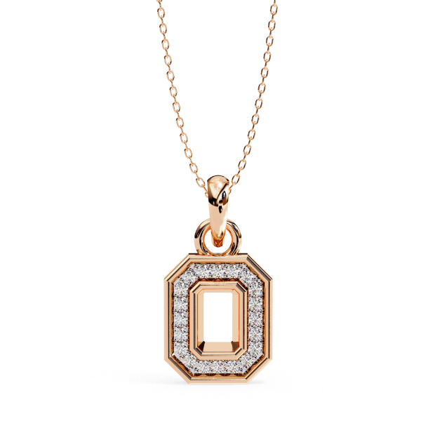 Picture of Octagon Shaped Pendant With Small Diamonds In A Bezel Setting (Without Chain)