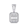 Picture of Elegant Diamond Pendant with a Rectangular Cluster and Halo Setting (without chain)