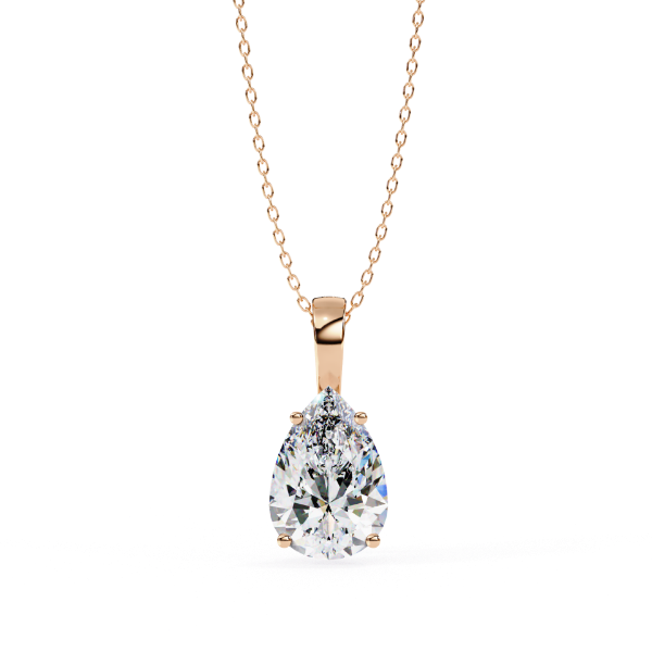 Picture of Pear Cut Lab Grown Diamond Four Prong Pendant (Without Chain)