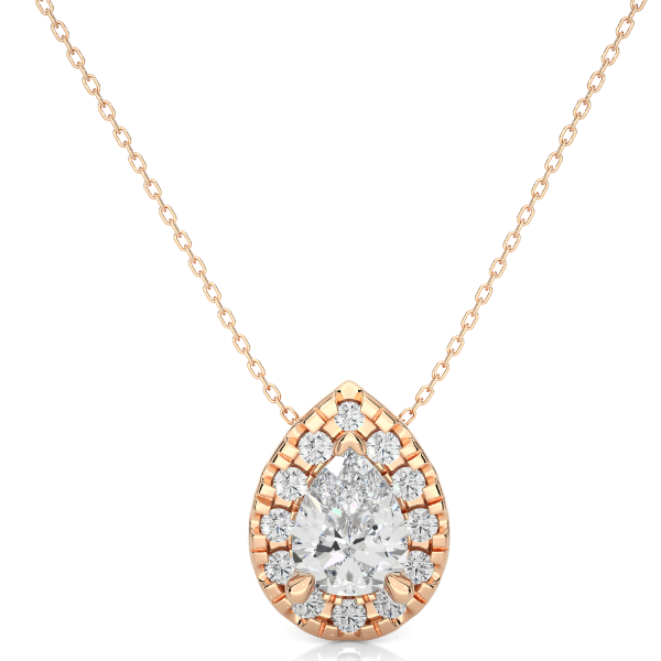 Picture of 65 Cent Solitaire Pear Shaped Halo Labgrown Diamond Pendant (Without Chain)