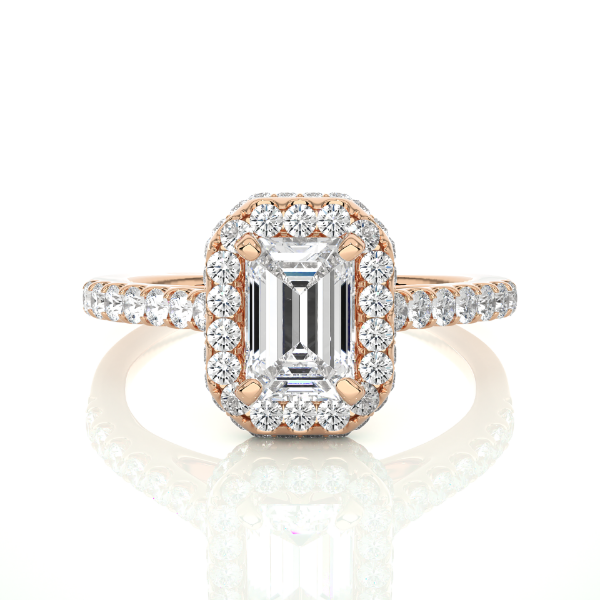 Picture of 80 Cent solitaire Emerald Cut Halo Ring.