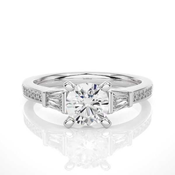 Picture of 1.68 carat Round with baguette Cut labgrown diamond Beautiful Ring.