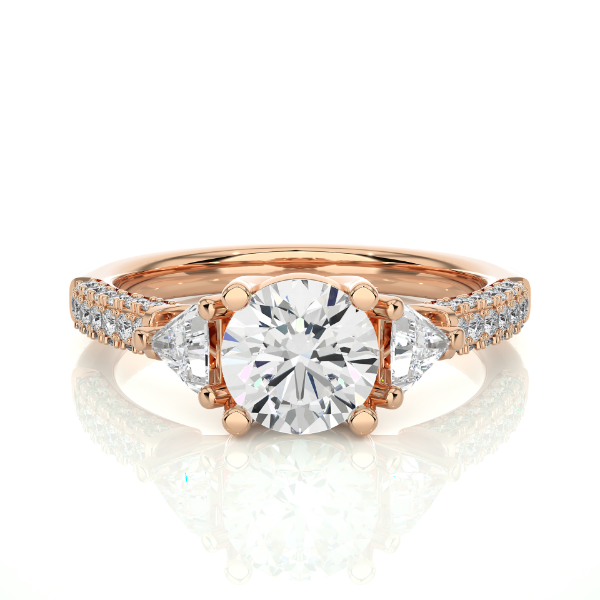 Picture of 1.03 Carat Solitaire Round with side triangles cut labgrown diamond Ring