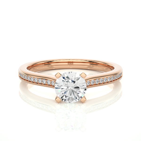 Picture of 65 Cent Solitaire Lab Grown Solitaire Ring with Side Accents.