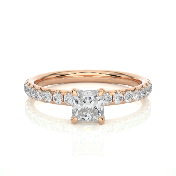 Picture of 0.60 Carat Solitaire Princess Cut Lab Grown Diamond Ring with Accents