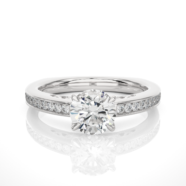 Picture of 1 Carat Solitaire Lab Grown Diamond Ring with Accents.