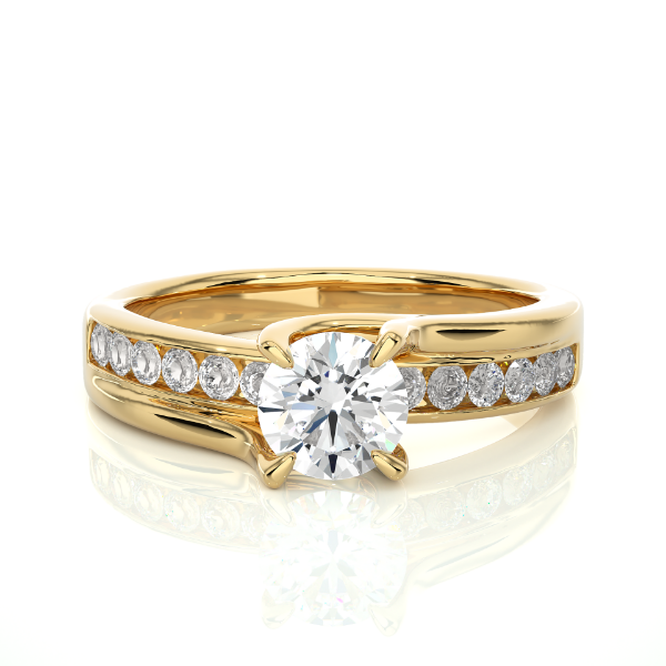 Picture of 0.70 Carat Center Diamond,embraced by Delicate Pave Band.