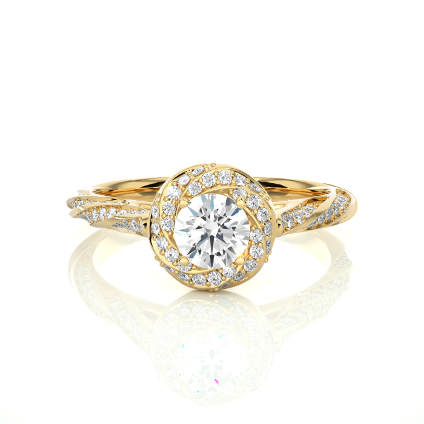 Picture of Elegant Diamond Ring With A Twisted Halo And A Center 0.50 Ct Solitaire .