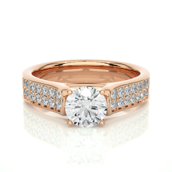 Picture of Elegant Solitaire Ring With wide Pave Set Band - 0.80 Solitaire, 1.20 CTW