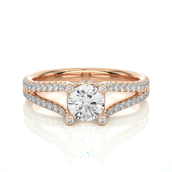 Picture of Hidden Halo Ring With Split Pave Shank And Round Center Stone - 1.10 CTW