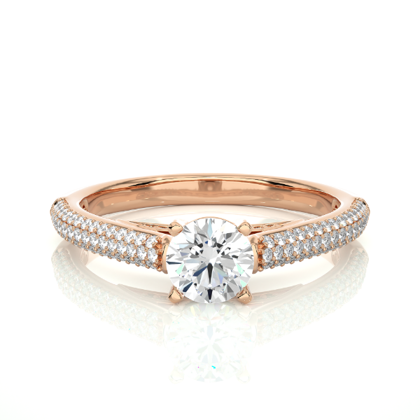 Picture of Elegant Cathedral Setting Ring With A Round Brilliant Center Diamond- 1.25CTW