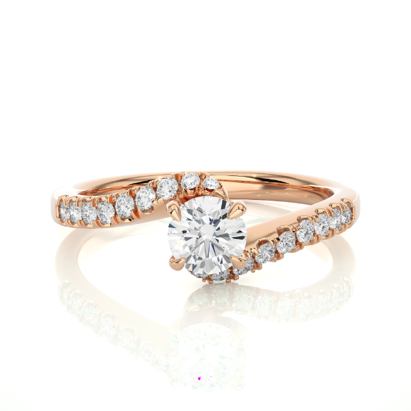 Picture of Round cut Engagement Ring With A Twisted 0.50 CT Solitaire - Accented Band.