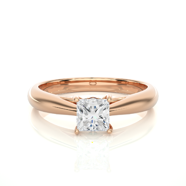 Picture of Elegant 0.80 Carat Princess cut Diamond Solitaire Ring With A Refined, Minimalist band.