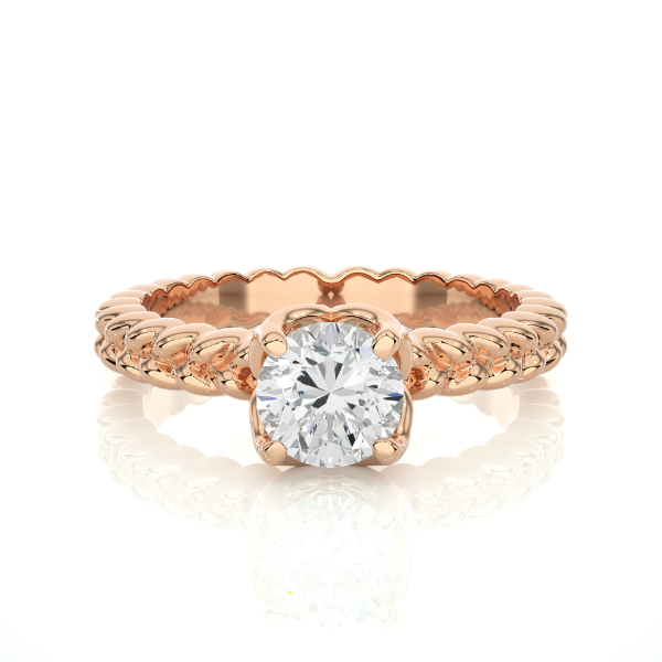 Picture of 1.10 Carat Round Cut Diamond Ring With An Intricately Braided Band.