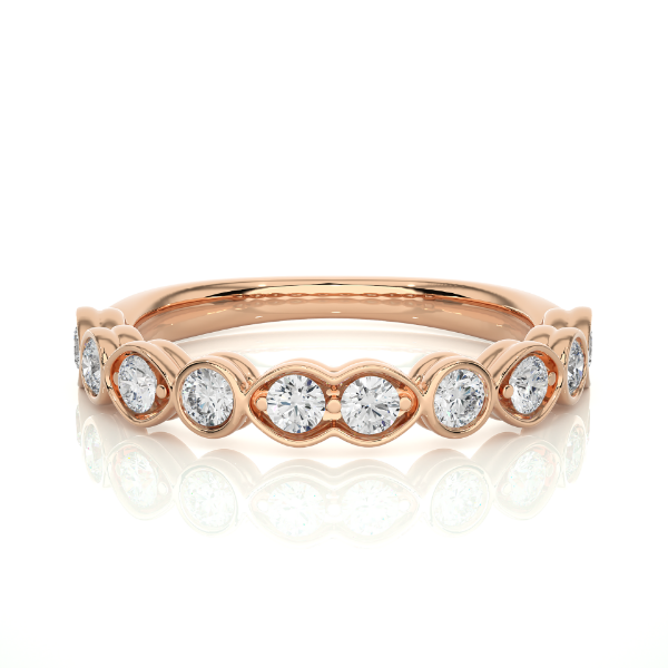 Picture of A Vintage Inspired,Scalloped Half Eternity Band featuring Bezel Set- 0.70ctw Diamonds