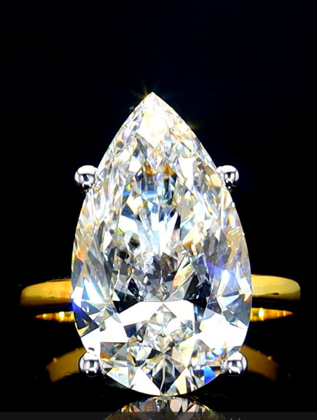 Picture of A Stunning 6 Carat Pear Solitaire Labgrown Diamond Ring.