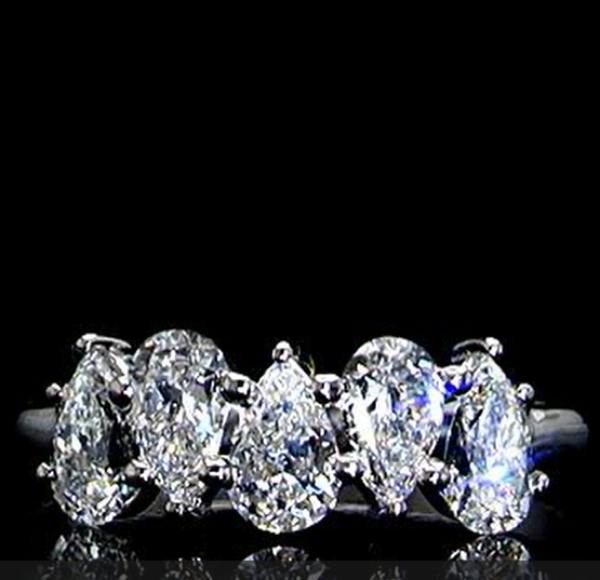 Picture of 1.50 carat Five Pear Shaped Diamonds Set in A Ring.