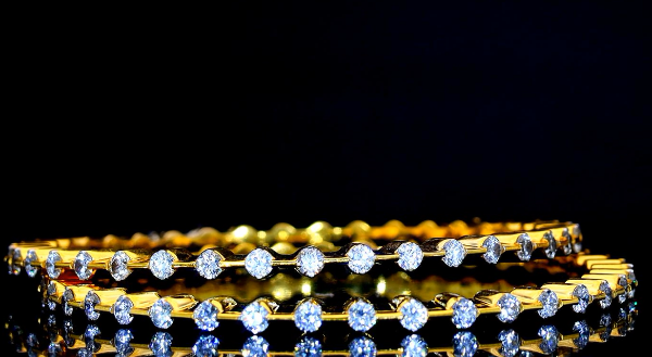 Picture of 8 Carat Total  Round Diamond Closed Setting Bangles.