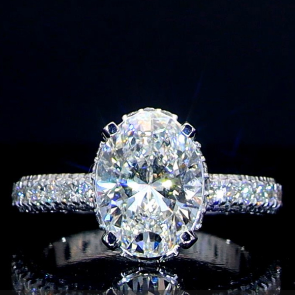 Picture of 3 Carat Solitaire Oval Cut Lab Grown Diamond Ring.