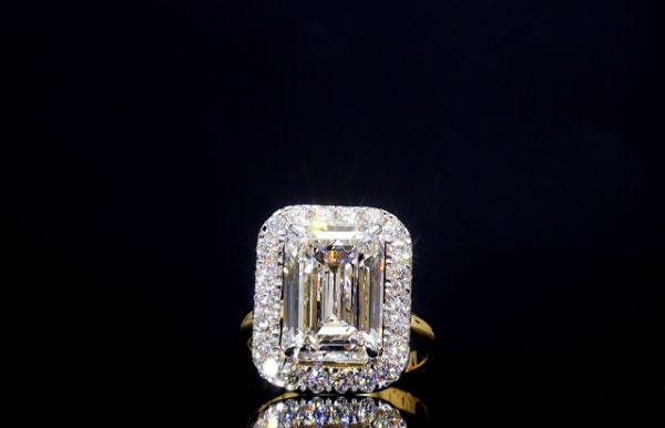 Picture of 7 Carat Emerald Cut Diamond Halo Ring, The Perfect Symbol Of Love.