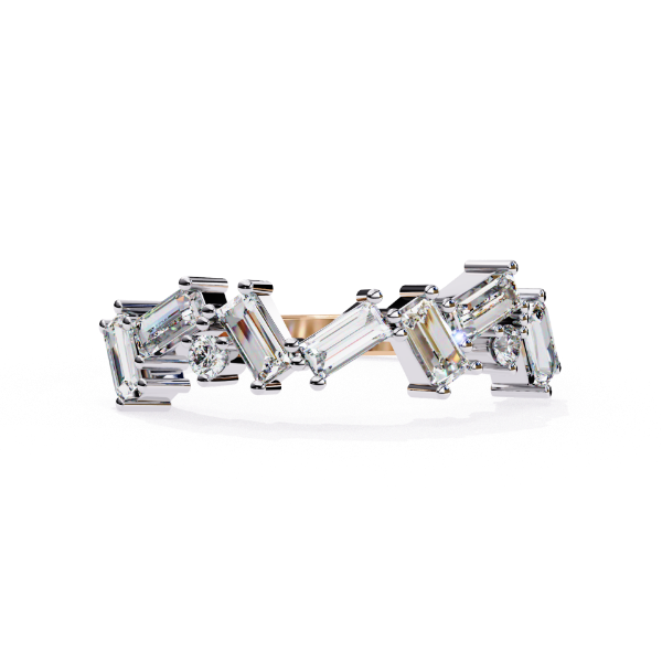 Picture of 0.70 Ct Band Featuring A Zig Zag Pattern Of Baguette And Round Cut Diamonds.