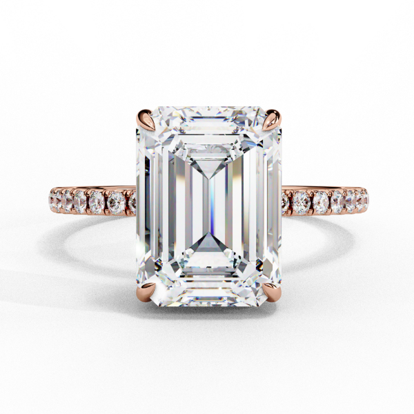 Picture of 2.50 Carat Solitaire Emerald Cut Diamond Ring With A Pave band.