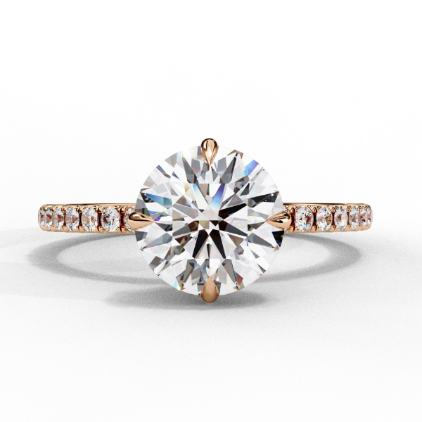 Picture of 2.40 Carat Solitaire Round Diamond Ring With a Diamond Studded Band.