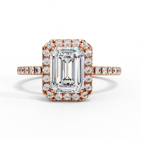Picture of 1.70 Carat Lab Grown Emerald Solitaire Diamond Halo Ring.