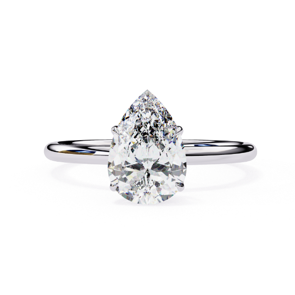 Picture of 1 Carat Pear Shaped Diamond Solitaire Ring.