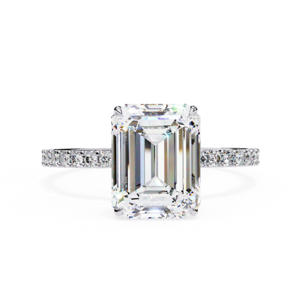 Picture of 2.70 Carat Emerald Cut Diamond Ring With a Pave Diamond Band.