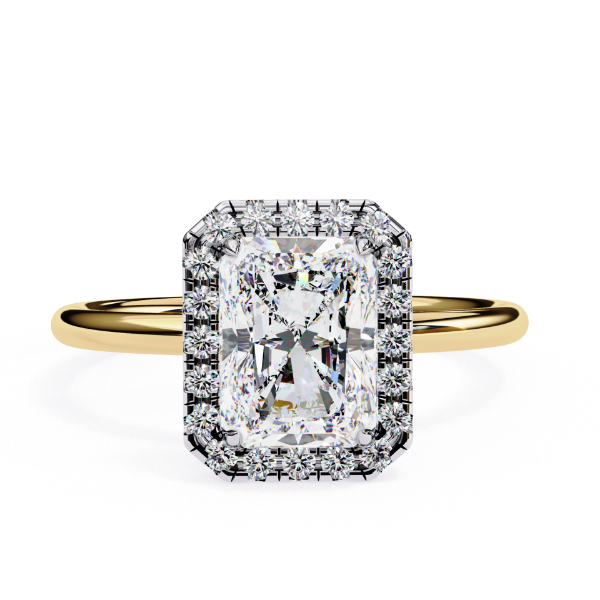 Picture of Modern Sophistication : 1.80 Carat Radiant Solitaire Diamond Halo Ring (2 CTW Diamonds)
